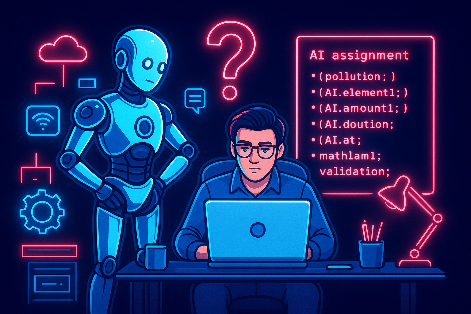 AI Robot and Developer Coding - Digital Transformation